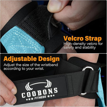 Weight Lifting Wrist Straps, Gym Straps Weight Lifting for Deadlift and Powerlifting, Double Layer Leather Wrist Wraps with Padded Cushion Wrist Loop, Weightlifting Grips for Men and Women