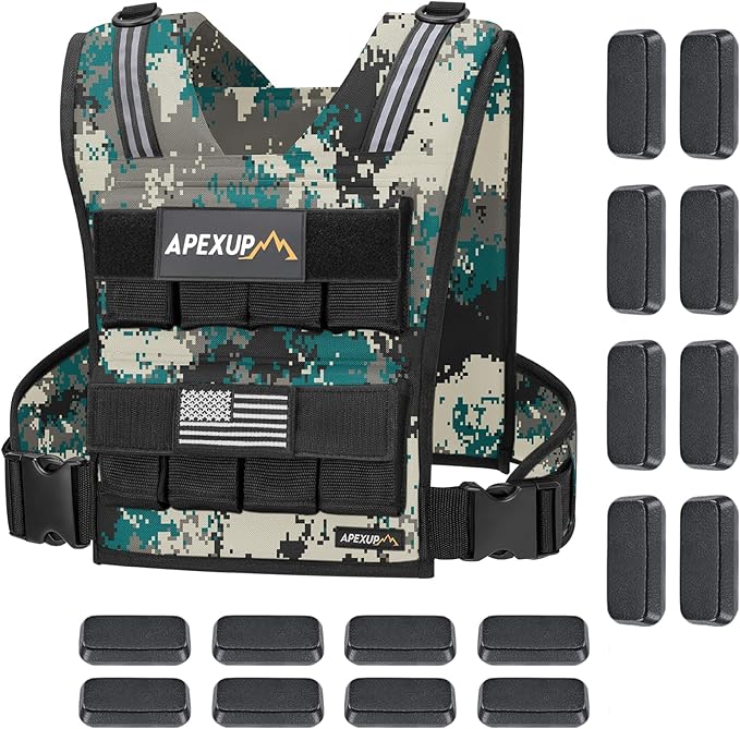 APEXUP Adjustable Weighted Vest Men 20lbs/30lbs/40lbs Weights with Reflective Stripe, Weight Vest Woman Workout Vest for Strength Training Running Walking