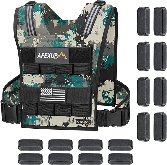 APEXUP Adjustable Weighted Vest Men 20lbs/30lbs/40lbs Weights with Reflective Stripe, Weight Vest Woman Workout Vest for Strength Training Running Walking