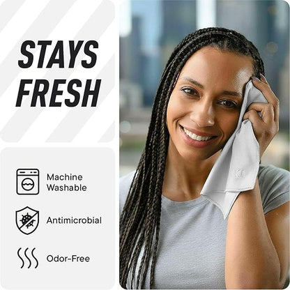 Pocket-Sized Sweat Towels - The Original Sweat Absorbing Handkerchiefs - Quick-Dry Microfiber Sweat Rags for Face, Hands, & Body - Men & Women - Gym, Sports, and Work (White: 5 Pack)