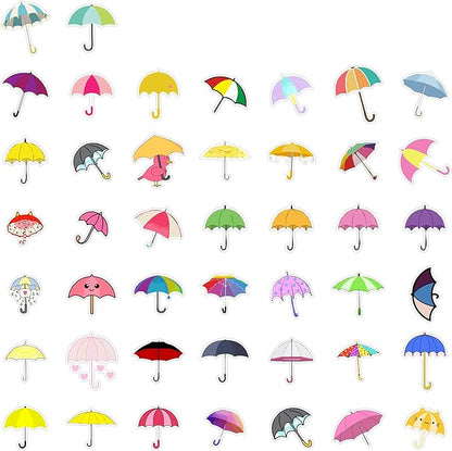 BulbaCraft Umbrella Stickers for Water Bottle and Laptop - Umbrella Party Supplies & Decorations, Waterproof Vinyl Decals, Weather and Fun Stickers, Gifts for Women & Men