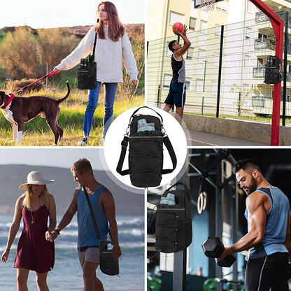Magnetic Gym Bag & Water Bottle Holder for Men & Women | Fits 20oz to 64oz Bottles | Crossbody Sling with 4 Strong Magnets | Waterproof 900D Fabric with Phone & Key Pockets for Fitness, Gym & Sports