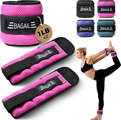 BAGAIL Ankle Wrist Weights for Women & Men, One Pair of 1/2/4/6/8/10 LBS Wearable Leg Arm Weights with Sleek Design & Secure Fit for Walking, Running, Pilates, Home Fitness & Physical Therapy