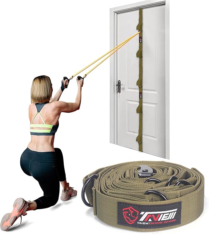 Door Anchor Strap for Resistance Bands Exercises, Multi Point Anchor Gym Attachment for Home Fitness, Portable Door Band Resistance Workout Equipment, Easy to Install, Punch-Free, Nail-Free (Green)