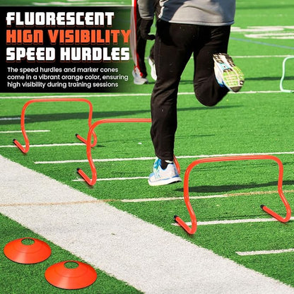 6 Sets 12" Speed Agility Training Hurdles for Athletes Soccer Training Hurdles Agility Training Equipment with Marker Cone Adjustable Training Hurdle Plyometric Hurdles for Basketball