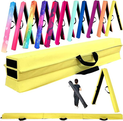 MARFULA 6 FT / 8 FT / 9 FT Folding Gymnastics Beam Foam Balance Floor Beam - Extra Firm - Suede Cover - Anti Slip Bottom with Carry Bag for Kids/Adults Home Use