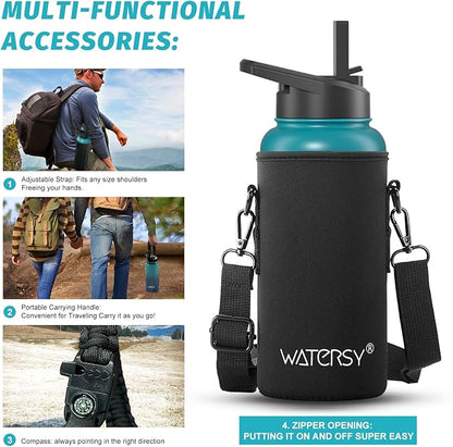 32oz Insulated Water Bottle (Cold for 48 Hrs),BPA Free&Leak Proof,Stainless Steel Water Flask,Water Jug with Straw Spout Lids for Gym,Hiking,Travel,Gradient Blue
