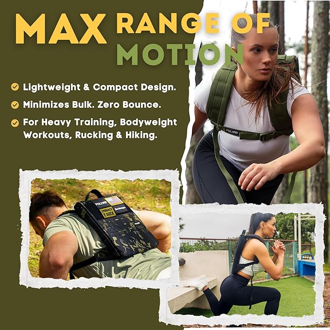Polyfit Rucking Backpack 2.0 - Weighted Ruck Pack for Weight Plates - Patent Pending Side-Loading Rucksack for Walking, Running, Rucking, Strength and Endurance Training - Tan