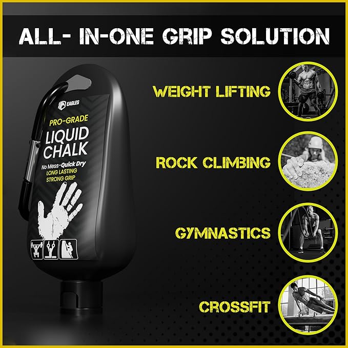EAGLES Pro Grade Gym Liquid Chalk 50, 120 or 280ml Mess-Free Chalk for Weightlifting, Gymnastics Rock Climbing, Pole Grip, Sports Dries in Seconds - Sweat-Resistant and Long Lasting