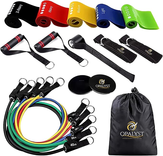 11pcs Resistance Band Set for Home Gym – Heavy Duty Exercise Tube Bands with Handles, Door Anchor & Ankle Straps – Full Body Workout Equipment for Strength Training, Yoga, Pilates, Physical Therapy
