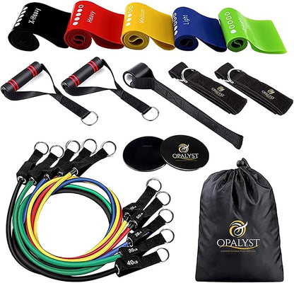 11pcs Resistance Band Set for Home Gym – Heavy Duty Exercise Tube Bands with Handles, Door Anchor & Ankle Straps – Full Body Workout Equipment for Strength Training, Yoga, Pilates, Physical Therapy