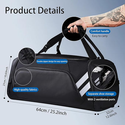 Gym Bags for Men/Women, 58L Large Sports Travel Duffel Bag with Shoes Compartment & Wet Pocket, Gym Workout Backpack, Weekender Bag Overnight Backpack for Travel