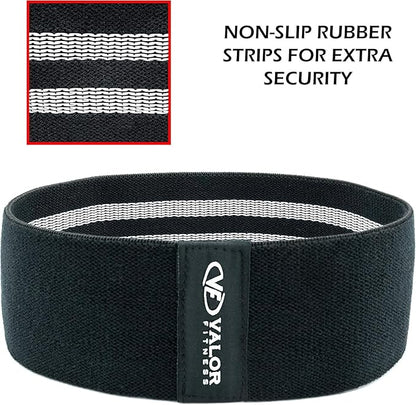 Valor Fitness Hip Bands - Fabric Resistance Glute Training Set, 3- Tension Level for Leg and Hip Mobility -Travel Bag Included