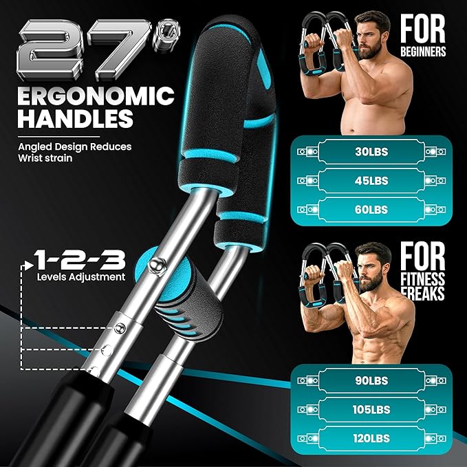 Twister Arm Trainer, Adjustable Dual Resistance (30-90, 90-120 Lbs) Upper Body Chest Exerciser And Hand Grip Strength Trainer, Portable Training Equipment For Chest & Arm Workout, Best For Home Gym