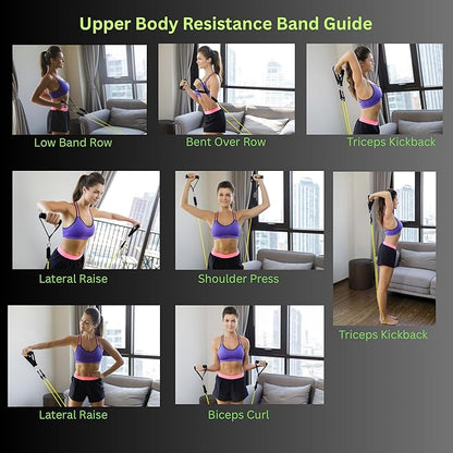 Resistance Bands Set 11 pcs - Up to 150 lbs with Handles, Door Anchor, Ankle Straps & Carry Bag - Home Gym & Strength Training