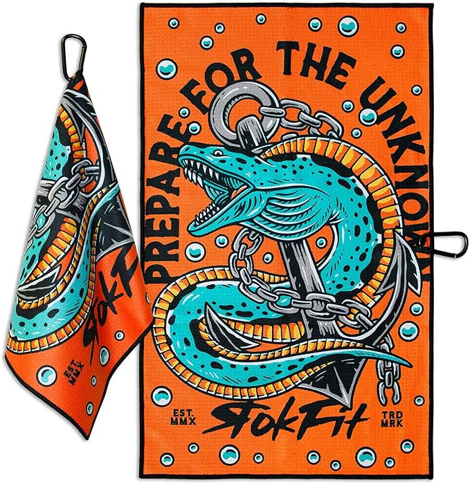 RokFit Gym & Golf Towel – Multi-Use, Quick-Dry, Durable Utility Towel with Bold Graphic and Carabiner Clip (Prepare for The Unknown)