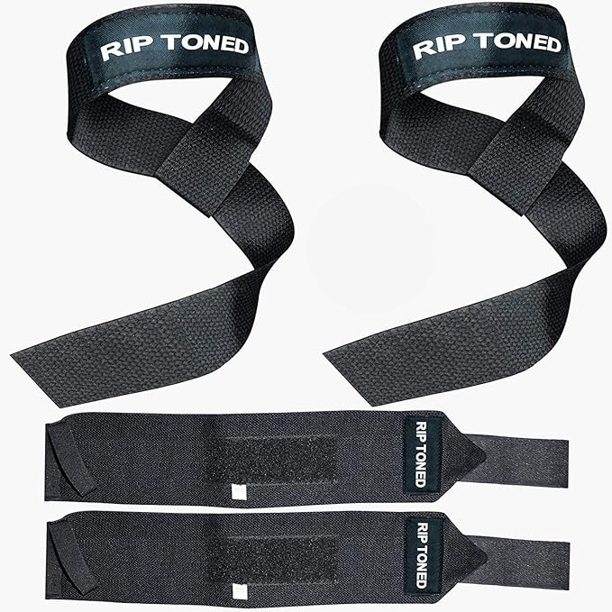 Rip Toned Wrist Wraps & Lifting Straps Combo – Dynamic Duo Push & Pull Support for Weightlifting – Wrist Support Wraps + Padded Grip Straps for Bench, Deadlifts, Rows & Pull-Ups (Men & Women)