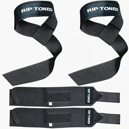 Rip Toned Wrist Wraps & Lifting Straps Combo – Dynamic Duo Push & Pull Support for Weightlifting – Wrist Support Wraps + Padded Grip Straps for Bench, Deadlifts, Rows & Pull-Ups (Men & Women)