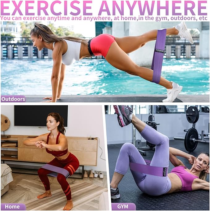 Resistance Bands Set, Exercise Bands with Non-Slip Design for Hips & Glutes, 3 Levels Workout Bands for Women and Men, Booty Bands for Home Fitness, Yoga, Pilates