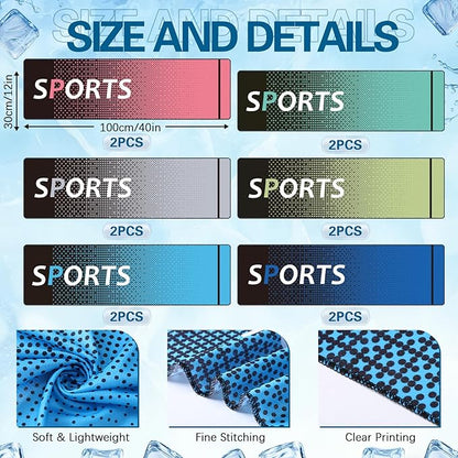 Frienda 12 Pcs Cooling Towels for Neck and Face 40"x12" Soft Breathable Chilly Towel Ice Sport Microfiber Sweat Rag for Yoga Sport Running Gym Workout Camping Fitness Party Favors Team Gift