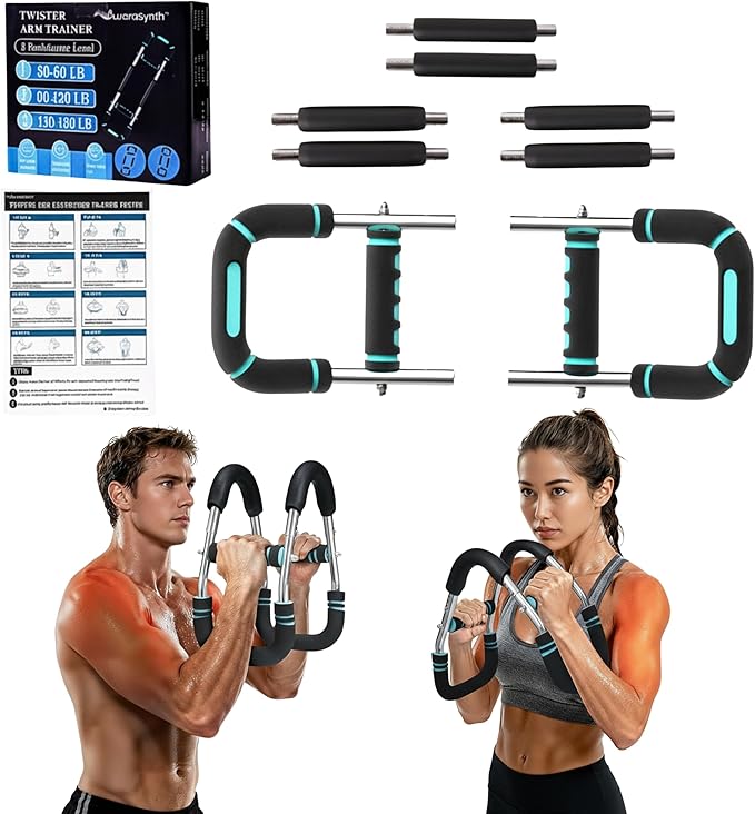 Twister Arm Trainer, Adjustable Chest Workout Equipment with 6 Resistance Levels Springs (30-160 Lbs), Arm Trainer for Men & Women, Detachable Home Gym Fitness Trainer with Anti-Slip Handles