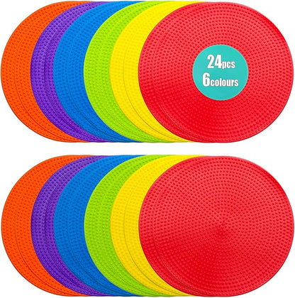 Spot Markers 4.72/9 Inch 12/24/36 Pcs Anti-Slip Agility Floor Markers,Colorful Flat Field Gym Classroom Floor Spots Set for Indoor Outdoor Soccer Basketball Sports Speed Training and Drills
