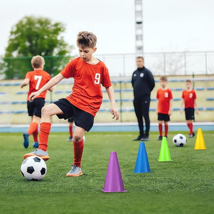 24pcs Cones 9 Inch Soccer Cones and Plastic Traffic Cones, Durable Cones for Sports Training, Ideal for Soccer, Basketball, Football, Skating, and Agility Drills Practice