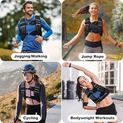 Weighted Vest Woman 5lb/8lb/10lb/12lb/15lb/20lb/25lb/30lb Weight Vest for Women Men, Rucking Vests with Reflective Stripe for Running Workout Walking Strength Training Weight Loss Fitness Weightlifting