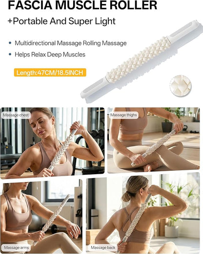 EaseUp Resistance Bands Set for Working Out,Muscle Roller Massage Roller Stick,Massage Ball Yoga Set,Pilates kit for Home Workouts for Beginners