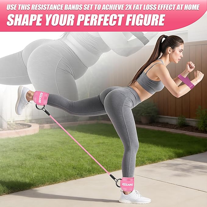 Ankle Resistance Bands with Cuffs, Resistance Bands Set for Working Out, Leg and Glute Exercise Bands – Home Gym Workout Equipment for Women, Booty Building, Pilates, Rehab, Physical Therapy
