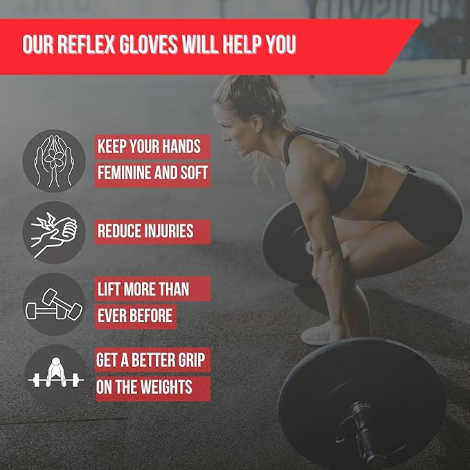 Lift Tech Fitness Reflex Workout Gloves for Women - Gym Gloves for Women Into Weights, HIIT, Strength Training - Weightlifting Gloves for Women with Full Palm Protection
