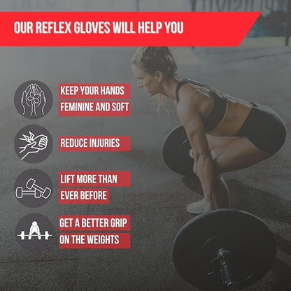 Lift Tech Fitness Reflex Workout Gloves for Women - Gym Gloves for Women Into Weights, HIIT, Strength Training - Weightlifting Gloves for Women with Full Palm Protection
