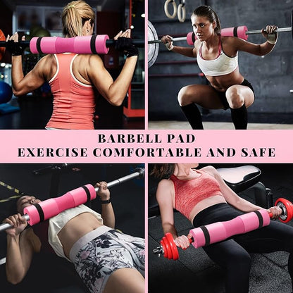 Gym Barbell Pad Set for Squat,Hip Thrusts, Lunges, Leg Day, Standard Olympic Bar Pad with 2 Gym Ankle Safety Straps, 2 Workout Gloves, Barbell Pads, Gym Accessories for Women with Carry Bag