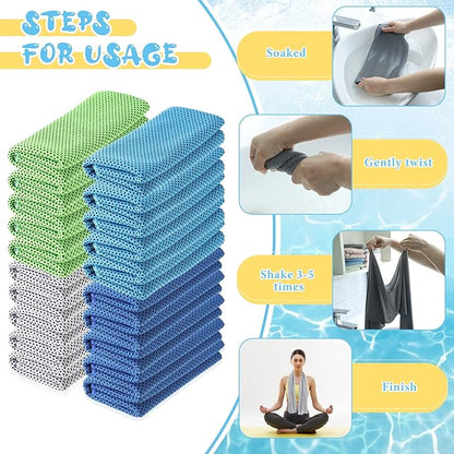 Hosuly 20 Pcs Cooling Towel 47 x 12 Inch Ice Towel for Neck, Microfiber Cool Towel, Breathable Soft Chilly Towel for Yoga, Sports, Gym, Camping, Golf, Running, Fitness, Workout(Mixed Color, 20 Pcs)