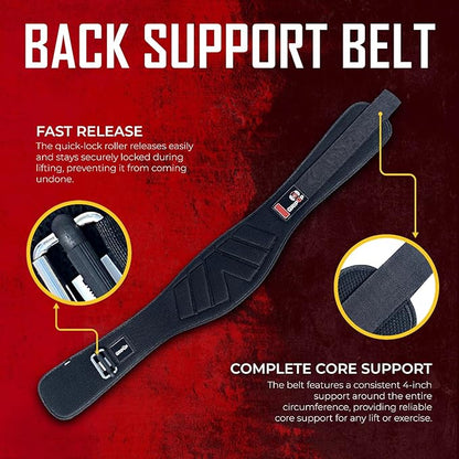 Weight lifting Belt 6 Inch Auto-Lock Curved Padded Back Lumbar Support Gym Belt for Fitness Exercise Bodybuilding Powerlifting Workouts Deadlifts Squats & Weightlifting Men Women
