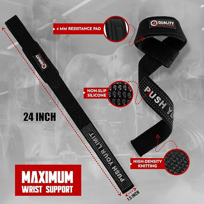 Genuine Leather Lifting Straps, Wrist Assistance for Heavy Pulls, Weightlifting Bodybuilding, Gym, Fitness Accessories, Strength Training, Powerlifting, & Deadlifts