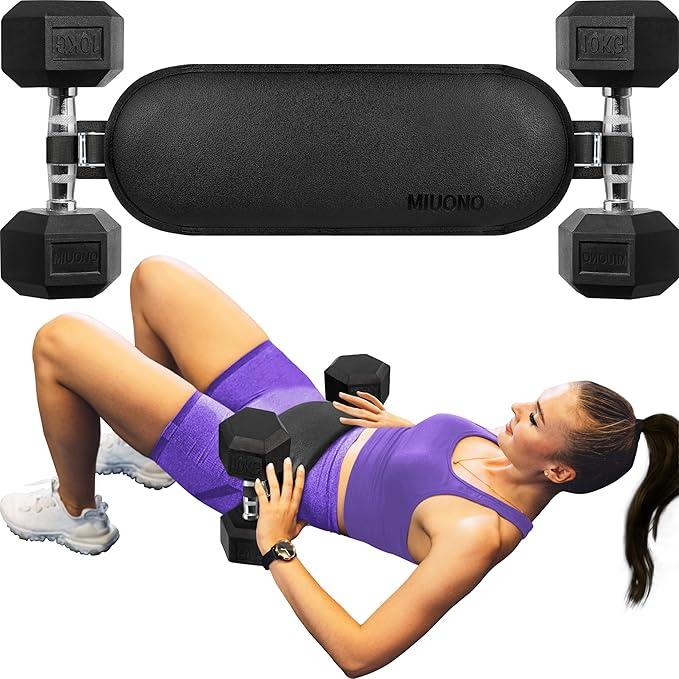 Hip Thrust Belt, Dumbbell Hip Thrust Belt for Kettlebells or Grip Plates, Thicker Slip-Resistant Leather Glute Bridge Pad Machine for Booty Workout of Home Gym