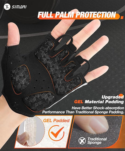 SIMARI GEL Pad Cycling Gloves for Men & Women, Workout Gloves with Cushion, Breathable, Grip, Gift for Gym Exercise, Biking, Weight Lifting Training, Fitness, Black, Pink, Cyan, White Size XS S M L XL
