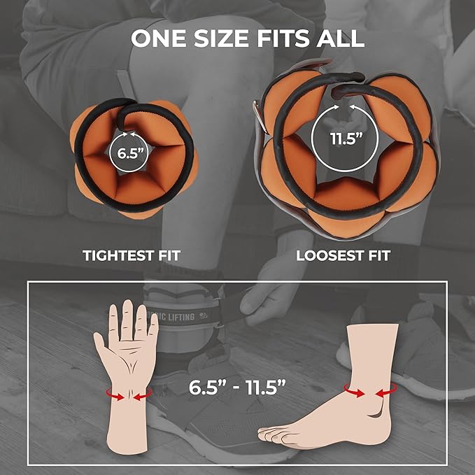 Nordic Lifting Adjustable Ankle Weights for Women & Men – 1 Pair (2–10 lbs) Wrist, Arm & Leg Weights for Gym, Yoga & Home Workouts – Secure Fit Strap Design – Durable Fitness Training Equipment