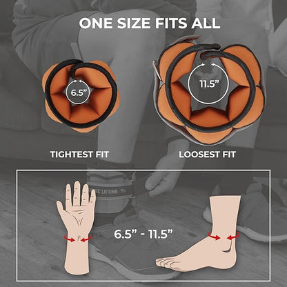 Nordic Lifting Adjustable Ankle Weights for Women & Men – 1 Pair (2–10 lbs) Wrist, Arm & Leg Weights for Gym, Yoga & Home Workouts – Secure Fit Strap Design – Durable Fitness Training Equipment