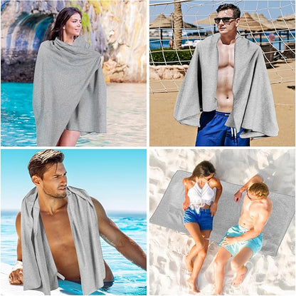 Quick Dry Microfiber Towel for Camping,Beach Travel Body Gym Hiking Swimming Pool Hot Yoga Mat Towels (Grey, 30X60 Inch)