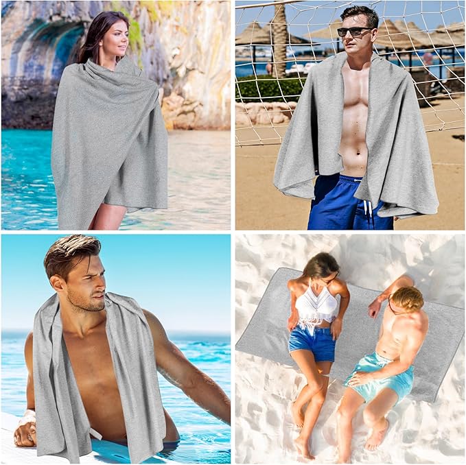 Microfiber Camping Towel,Quick Dry Large Towels for Beach Travel Body Swimming Pool Hot Yoga Mat Hiking Gym(Grey, 31.5X70 Inch)