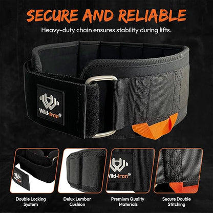 Weight Lifting Belt – 2-in-1 Dip Belt with Weighted Belt, Chain – Heavy-Duty Dip Belt for Weight Lifting, Squats, Pull-Ups, Deadlifts – Quick- Release Back and Lumbar Support Belt