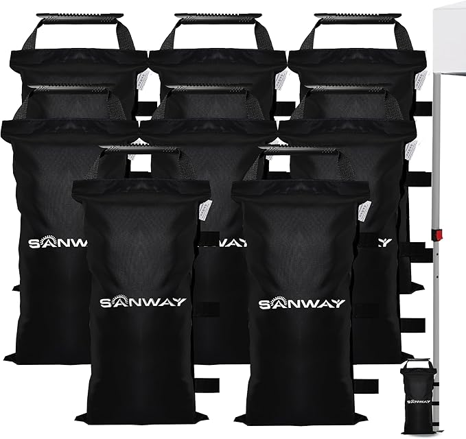 8 Pack (NO Sand) Sand Bags for Canopy Weights (Black)