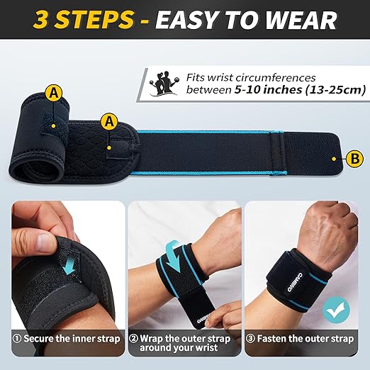 CAMBIVO Wrist Wraps for Men and Women 2 Pack, Adjustable Compression Wrist Brace for Carpal Tunnel, Wrist Support, Pain Relief, Lifting Straps Wrist Bands for Fitness, Weightlifting, Gym Workout