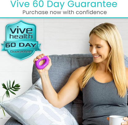 Vive Hand Strengthener Grip Ring - Forearm Ring Hand Exercisers - Silicone Squeezer Gripper for Muscle Strengthening Training Tool - Arthritis Finger Physical Therapy PT Kit Trainer