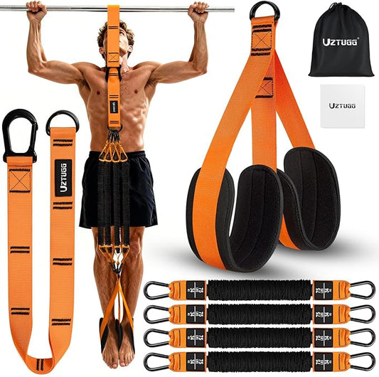 Heavy Duty Pull Up Assistance Bands, Pull Up Assist Band with Dual Foot Rests for Men, Home Gym Strength Training Equipment for Pull Up Bar, Adjustable 4 Resistance Bands for Back Workout