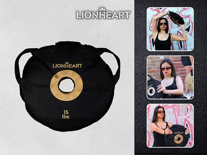 Lionheart Sand Bag Weight Plates Set | Sandbags for Working Out | Home Gym Bumper Plates | Travel-Friendly Sandbag for Fitness & Weight Training | Unfilled 10, 15, 25, 35, 45 lb Plates (Set of 2)