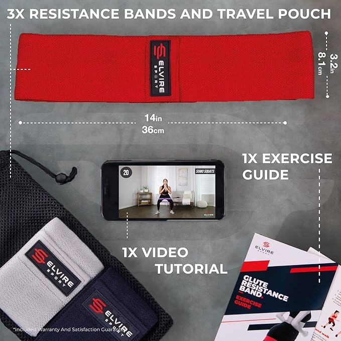 ELVIRE Fabric Resistance Bands for Working Out | Exercise Bands Resistance Bands Set of 3 | Booty Bands for Women Workout Bands Resistance Loops | Leg Bands for Working Out Glute Bands, Squat Bands