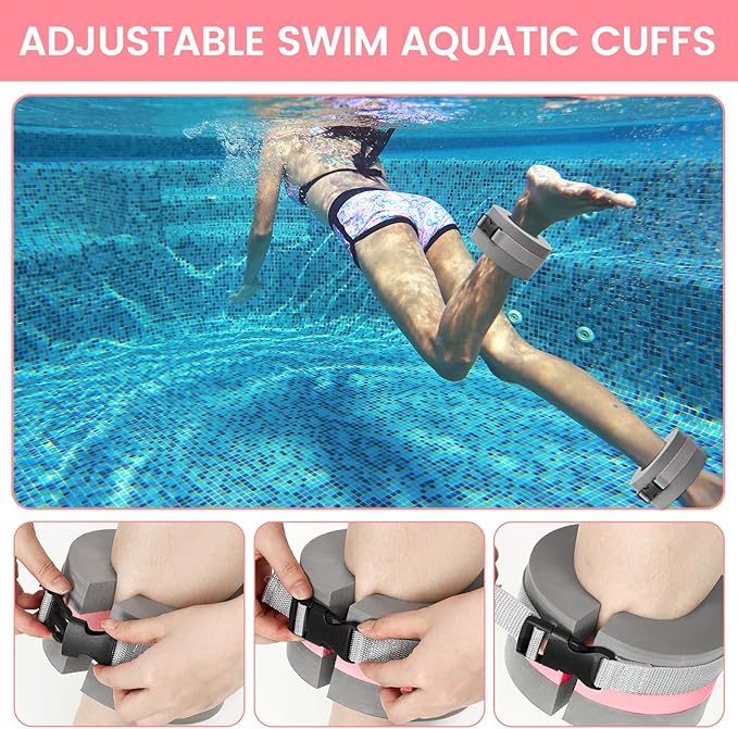 6 Pcs Aquatic Exercise Set Water Aerobics Set Large Mesh Beach Bag Pool Fitness Equipment Foam Water Dumbbell Ankle Swimming Weight Aquatic Swim Belt for Exercise Weight Loss